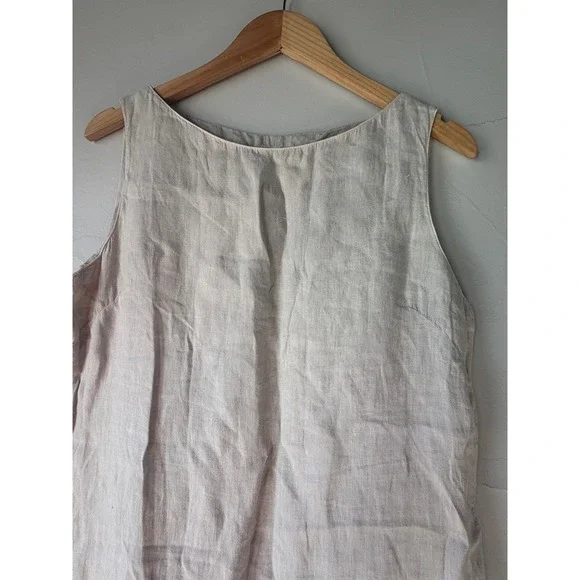 120% Lino Linen Sleeveless Maxi Dress Size 46 or US Size‎ 10 - Picture 4 of 7